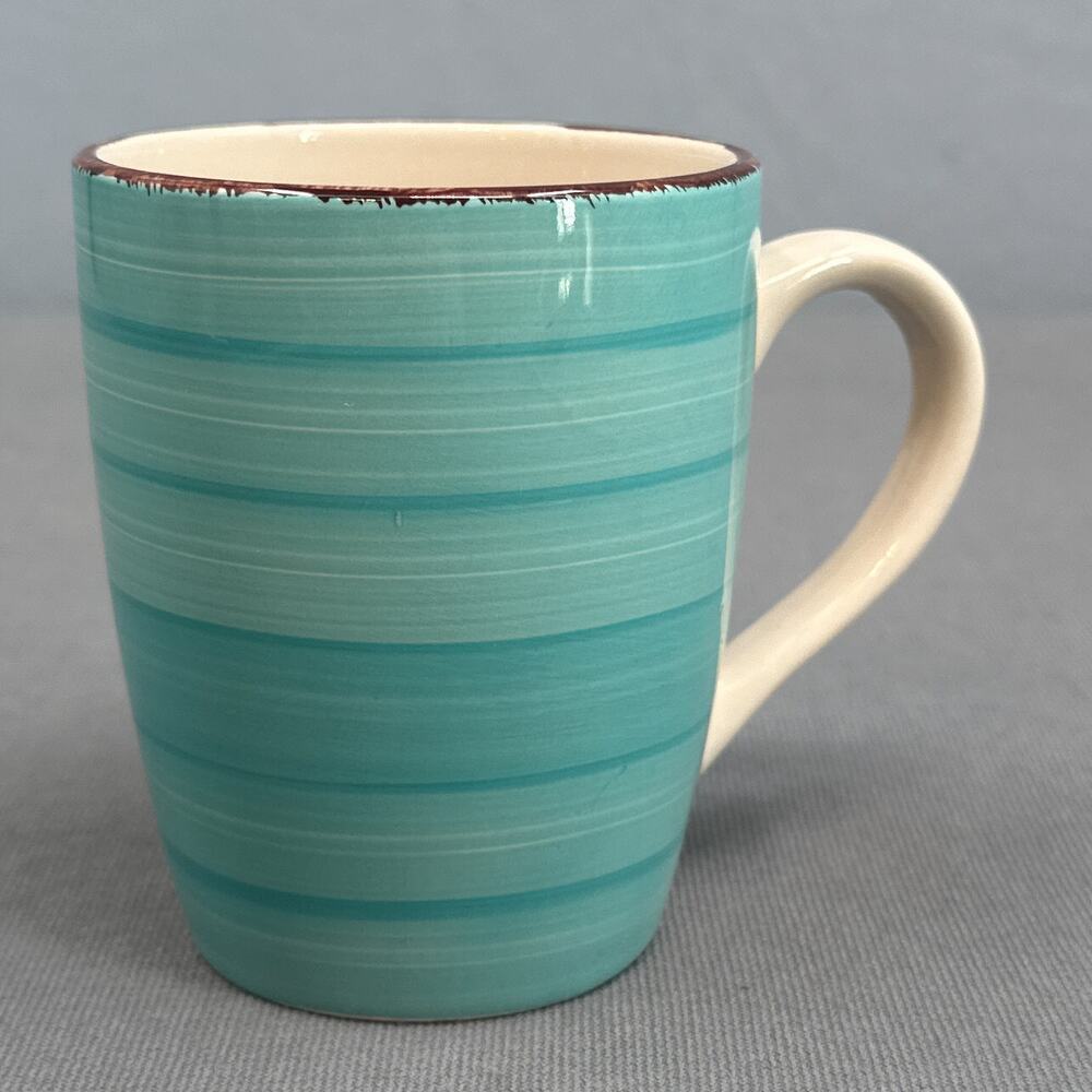 Royal Norfolk Turquoise Swirl Stoneware Coffee Tea Mugs Cabin Farmhouse MOD New